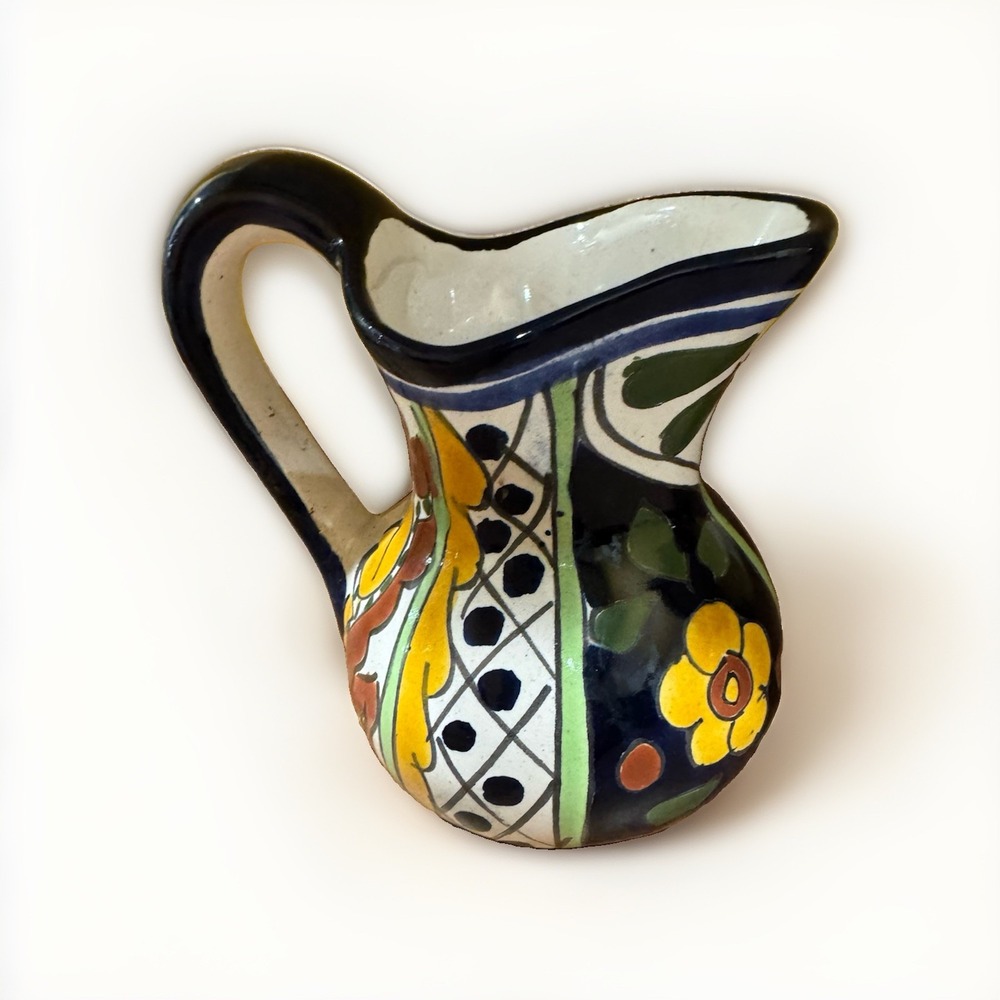 Tierra Fina Talavera Lead Free Hand-Painted Ceramic Pitcher Jug Floral